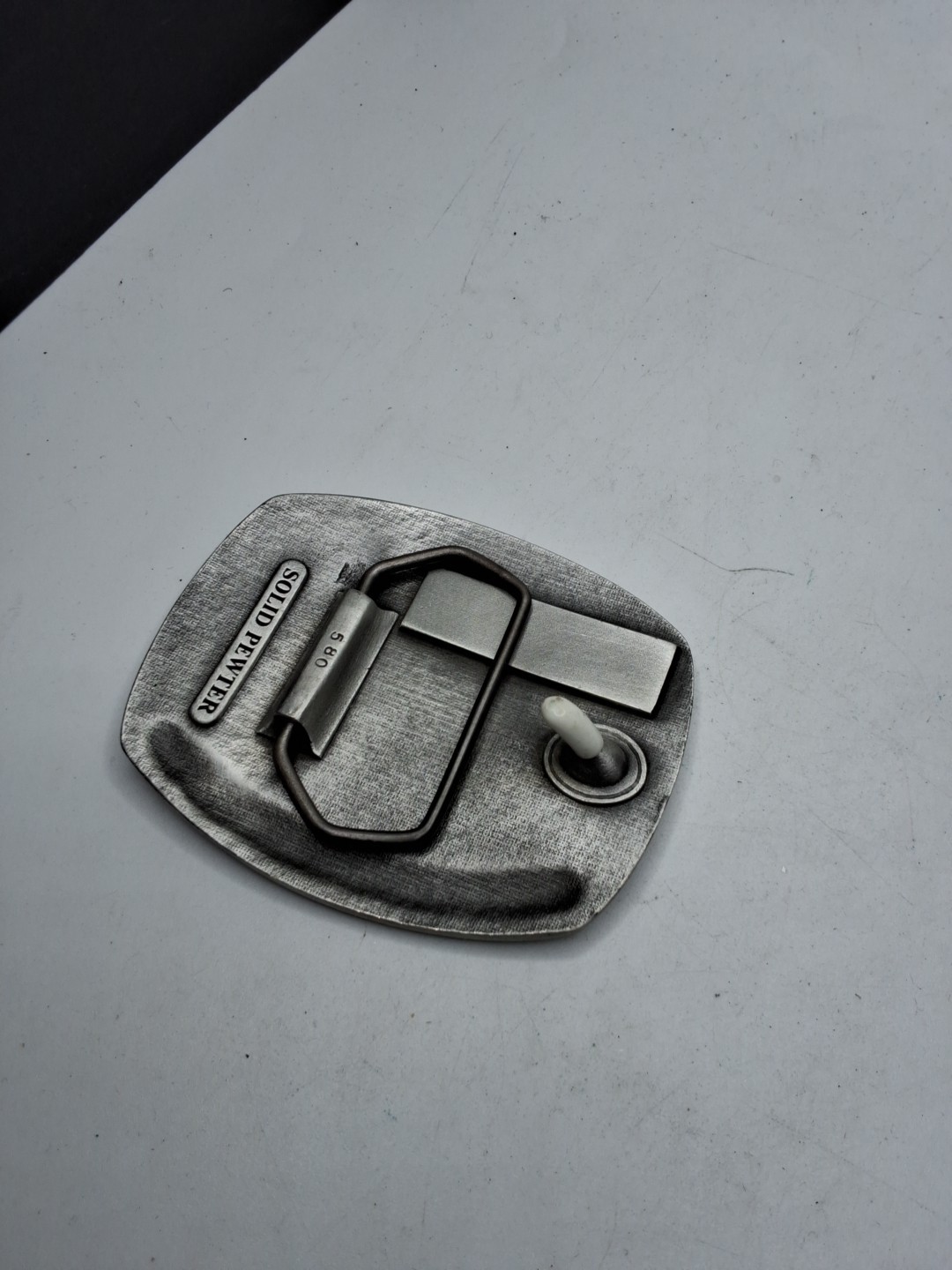 Solid Pewter Wood Badge Men&rsquo;s Belt Buckle