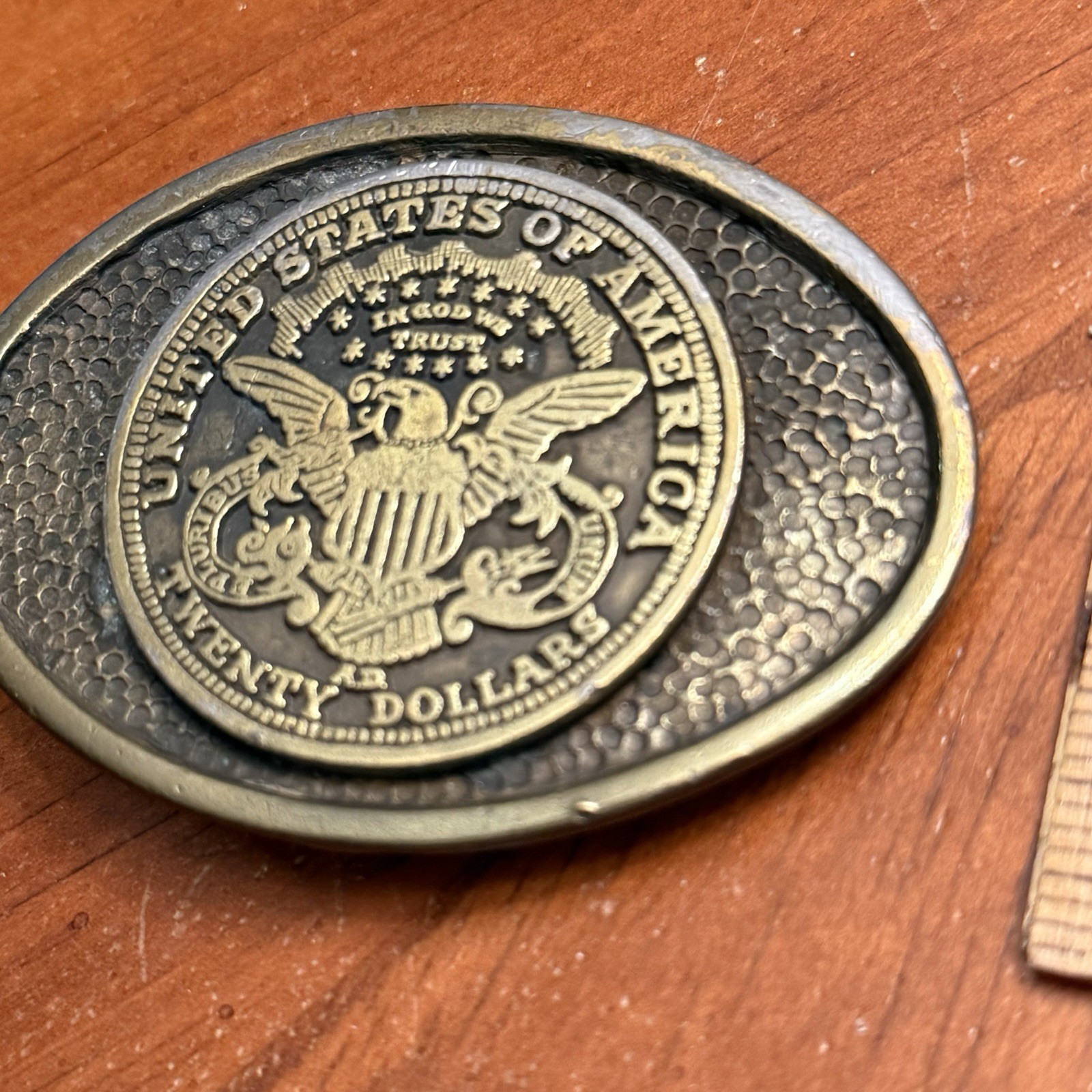 United States of America Twenty Dollars In God We Trust Eagle Belt Buckle USA