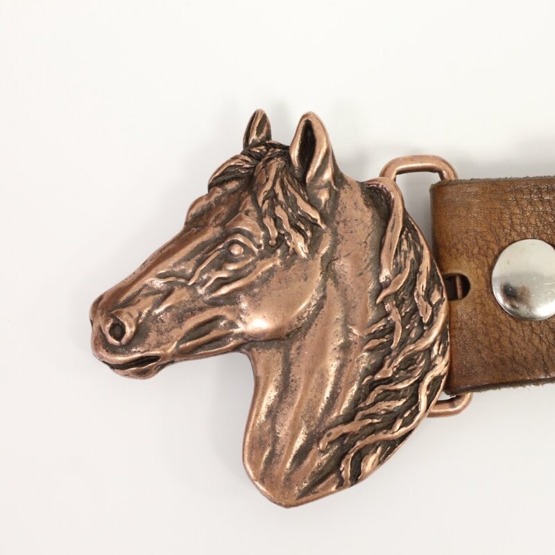 Horse Head Belt Buckle Antique Copper – Western Style for Riders, Timeless Design