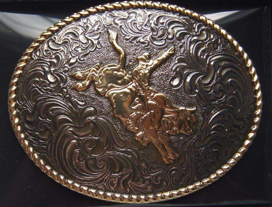 Crumrine M&F Western Oval BULL RIDER Belt Buckle c02105
