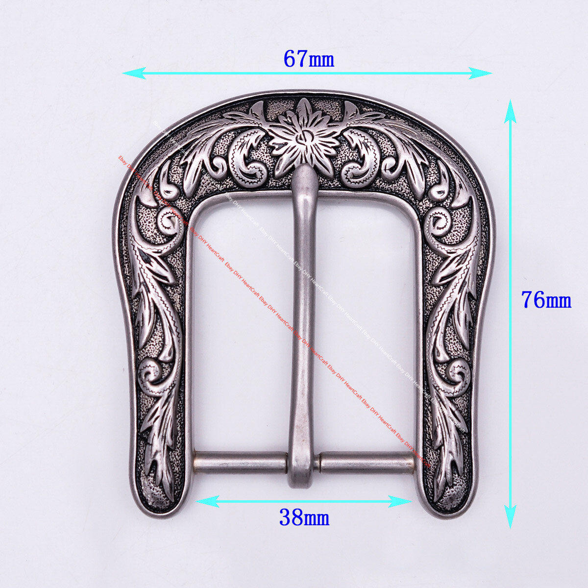 Western Flower Single Prong Leathercraft Pin Belt Buckle Replacement fits 38mm