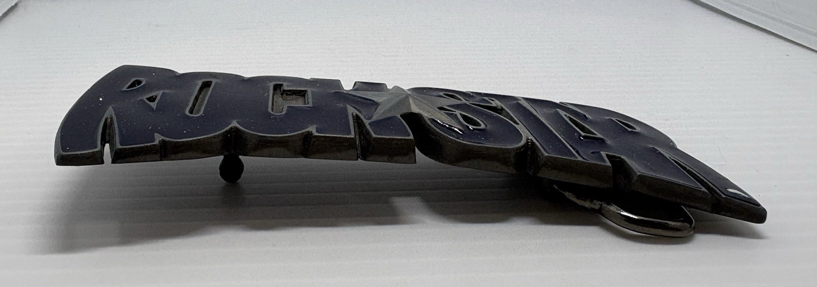 “NEW” Rock Star BELT BUCKLE Dark Blue Speckled Enamel Gray Metal Music Superstar