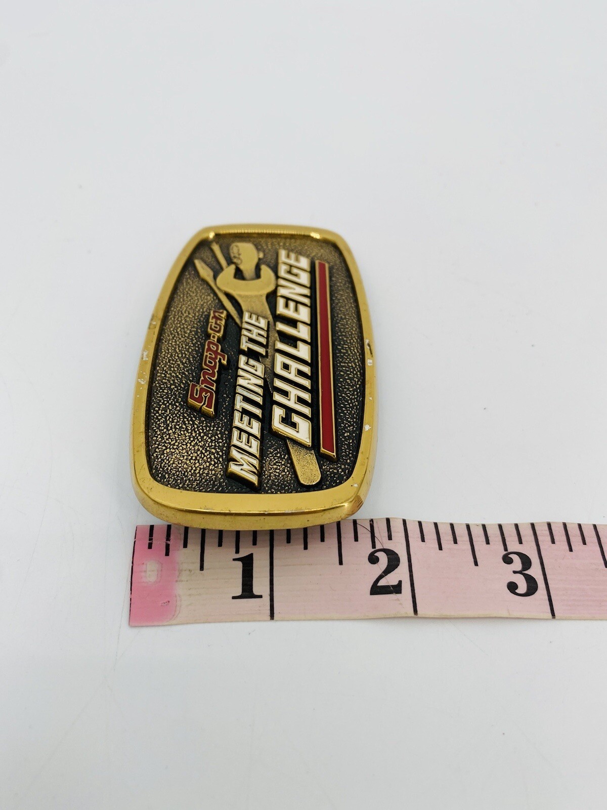 Vintage BTS Snap-on Tools Meeting The Challenge Solid Brass Belt Buckle SSX 1709