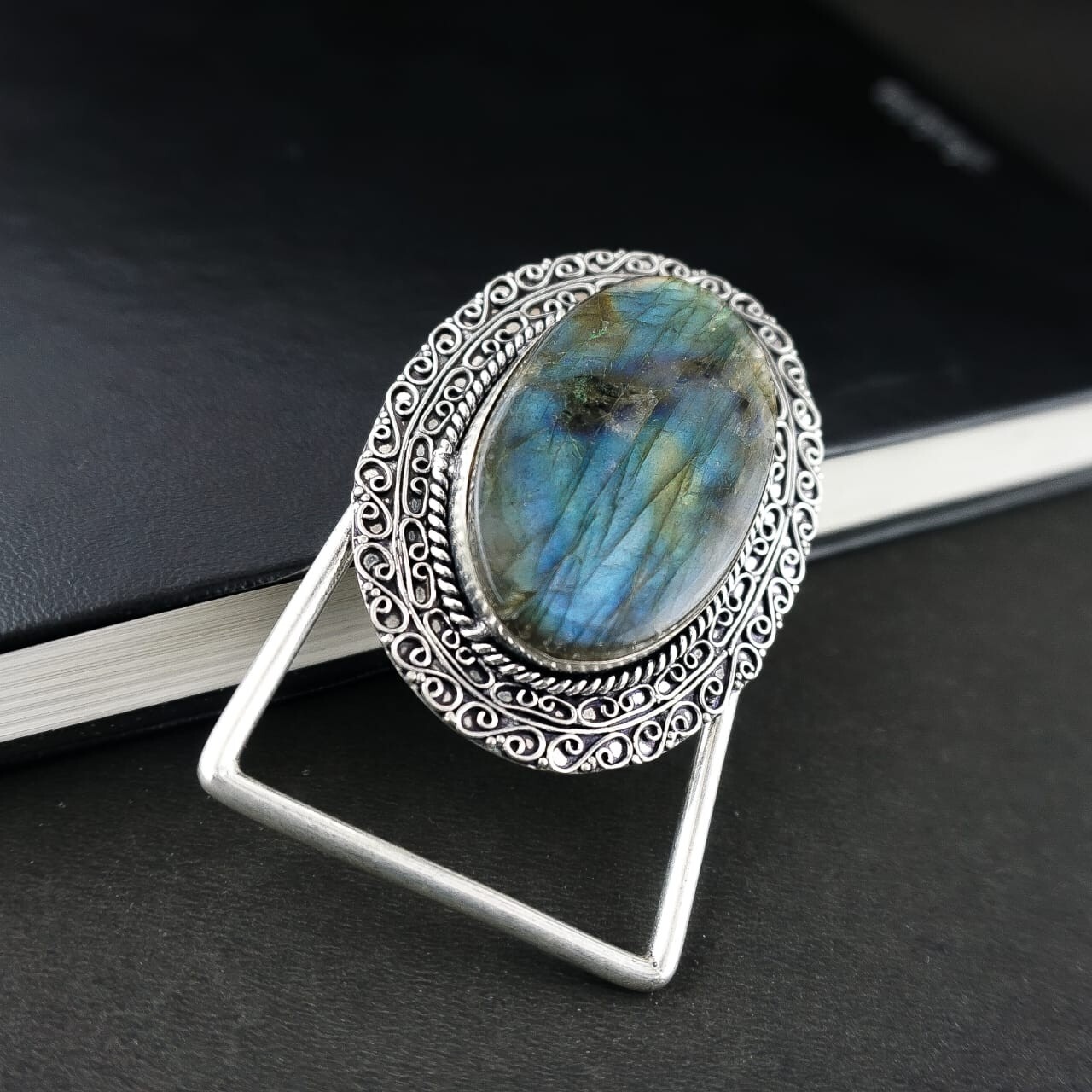 Natural Labradorite Gemstone Handmade 925 Sterling Silver Vintage Belt Buckle