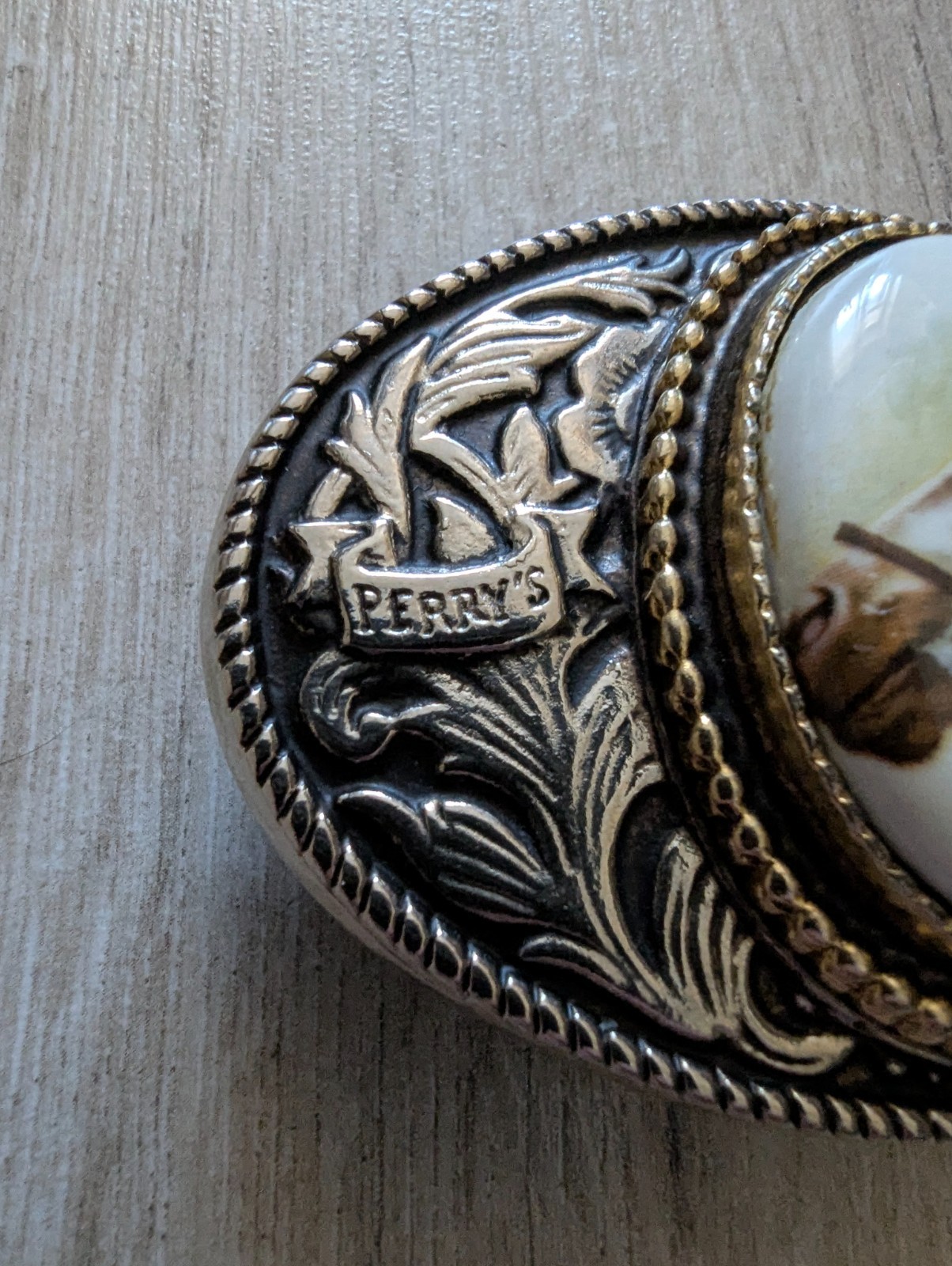 Vintage Perry’s Western Cowboy Belt Buckle Horse Head Rodeo USA Silver Tone
