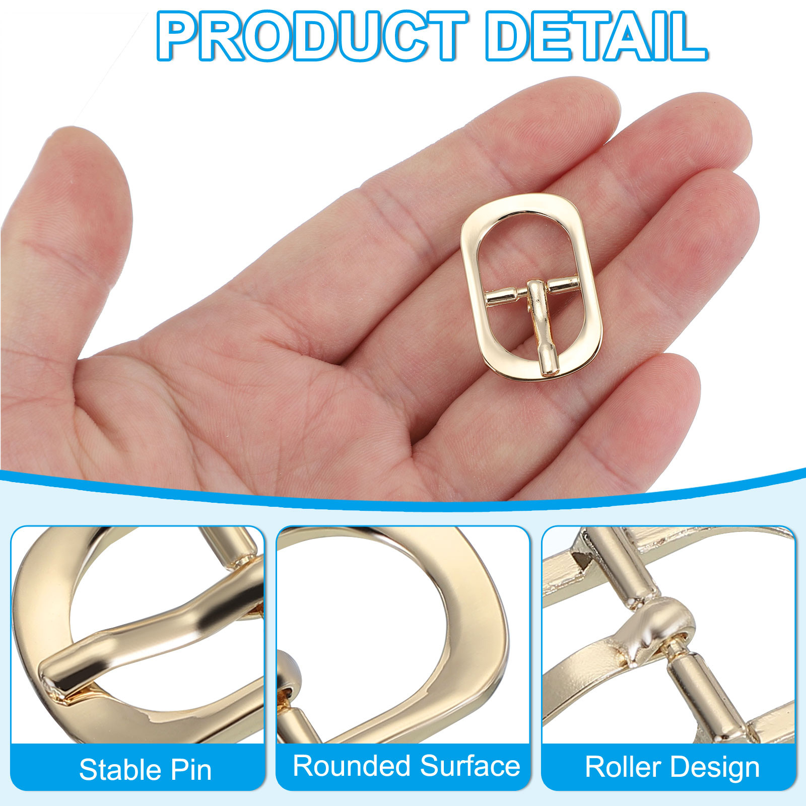12Pcs 0.6&Prime; Single Prong Metal Roller Pin Belt Buckles Black/Silver/Light Gold