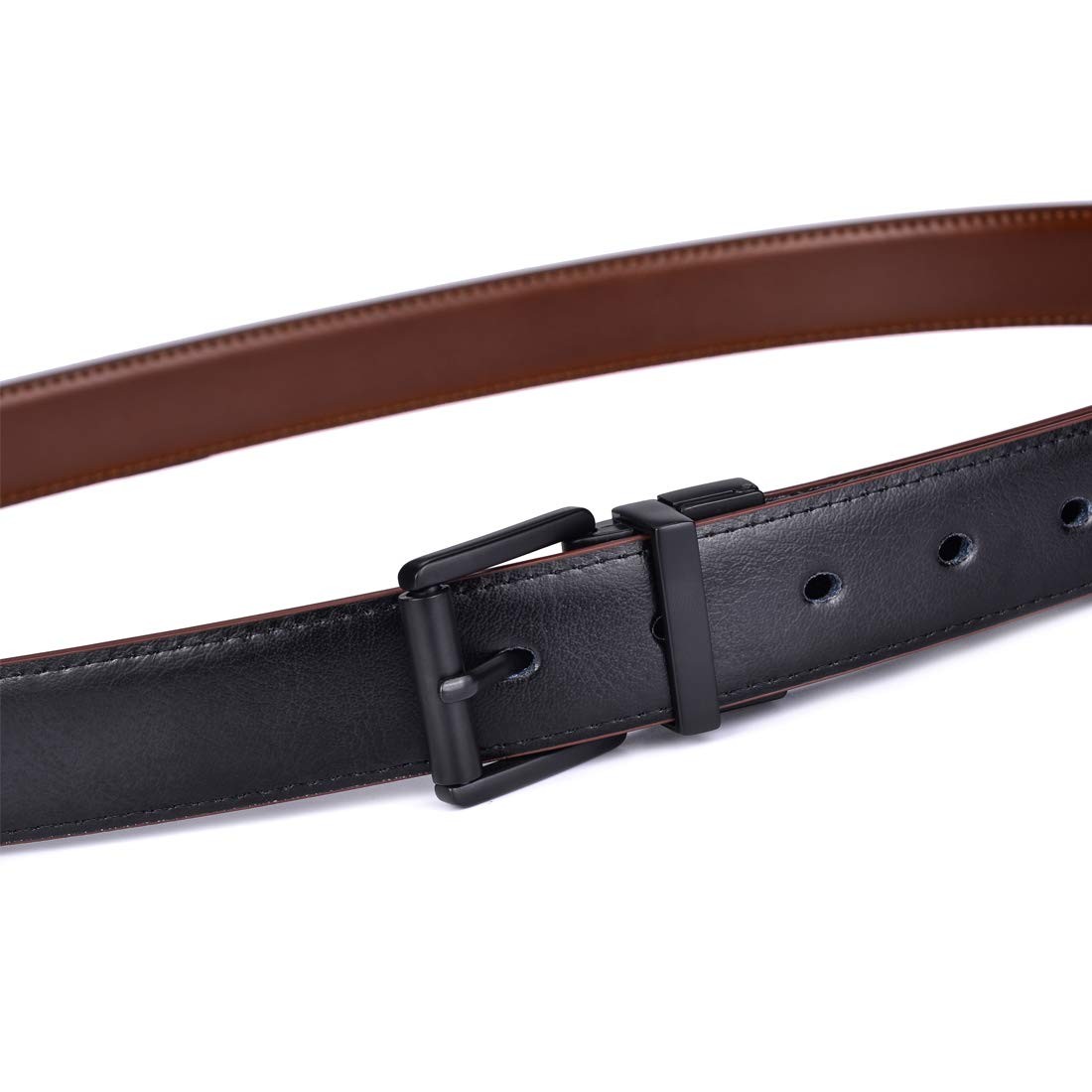 Beltox Men’s Belts Dress Casual Reversible 38-40, Black/Brown W Black Buckle
