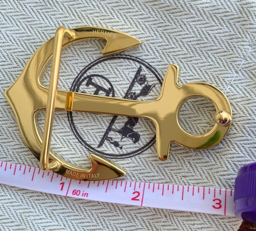 Hermes Cargo 38mm Waist belt buckle polished gold-tone anchor Design New