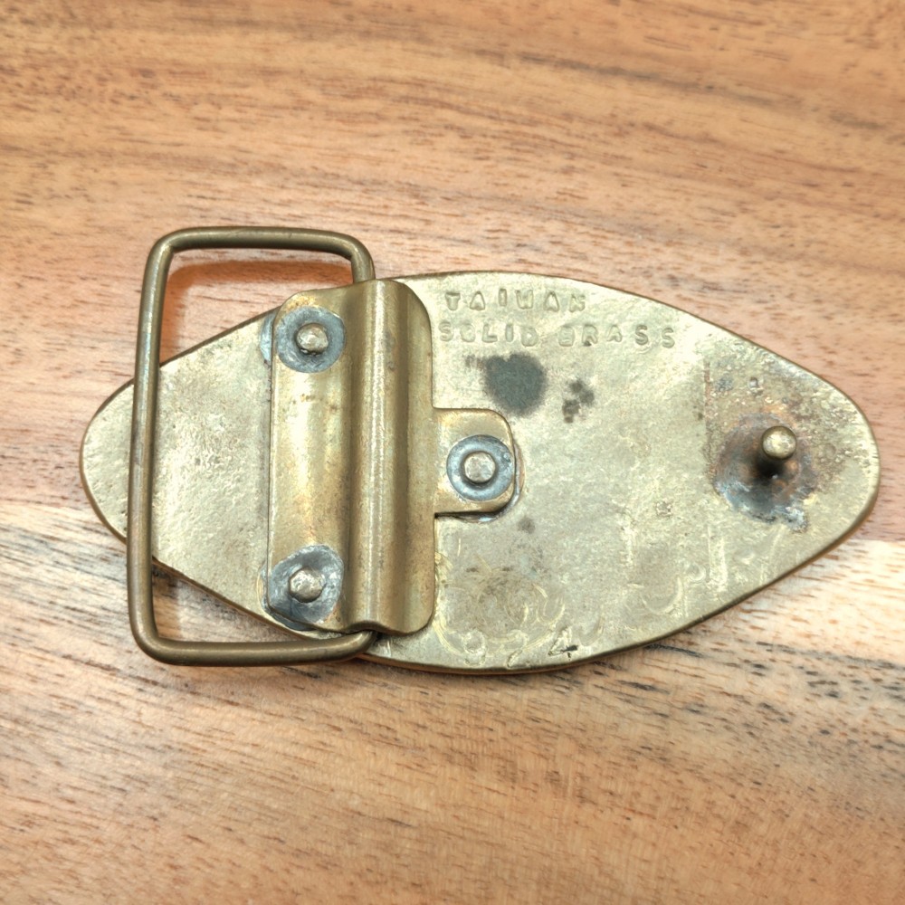 70s Western Baron Ford Car Truck Logo Solid Brass Belt Buckle