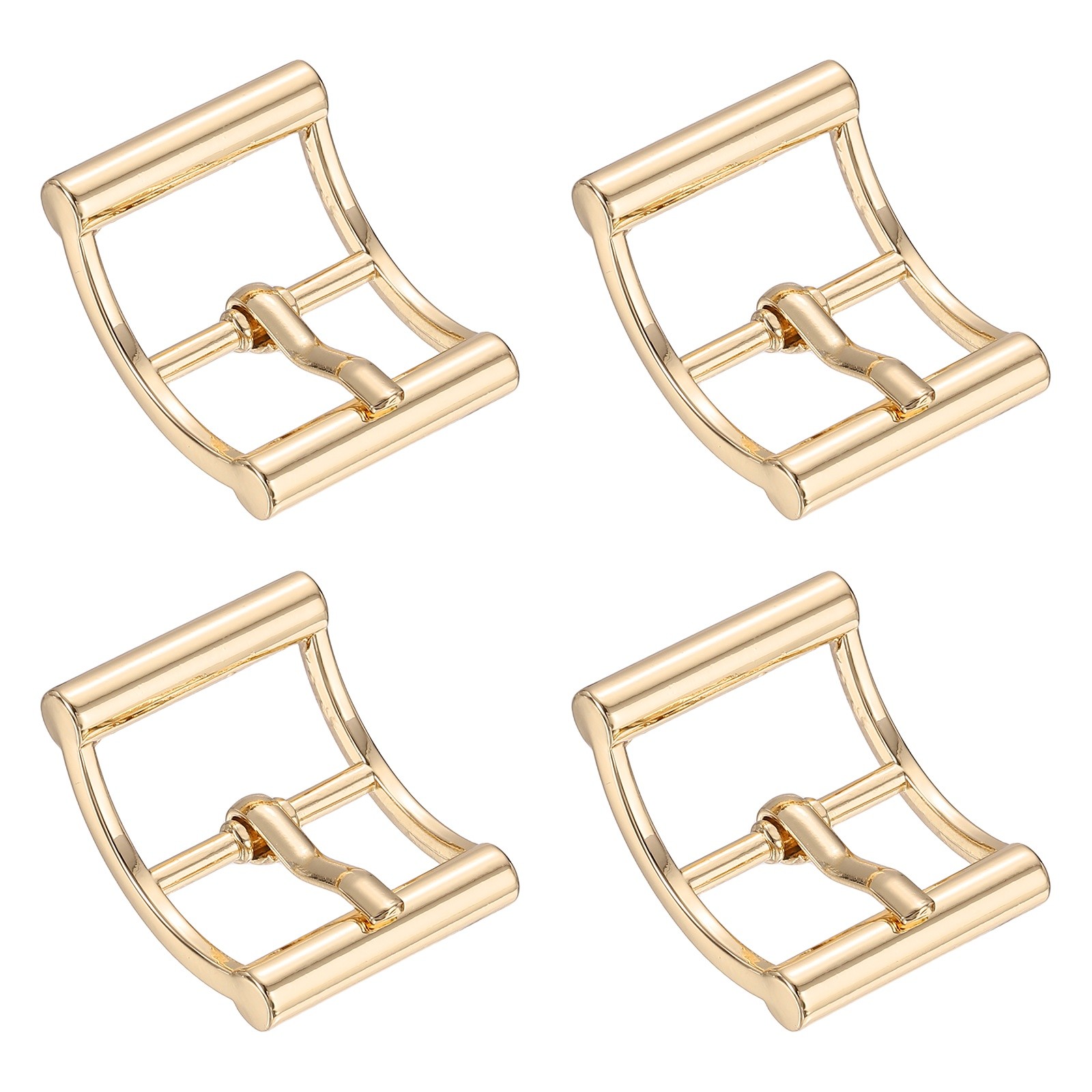 4Pcs Single Prong Belt Buckle 0.75&Prime; ID Curved Bow Buckle for Shoes, Light Gold