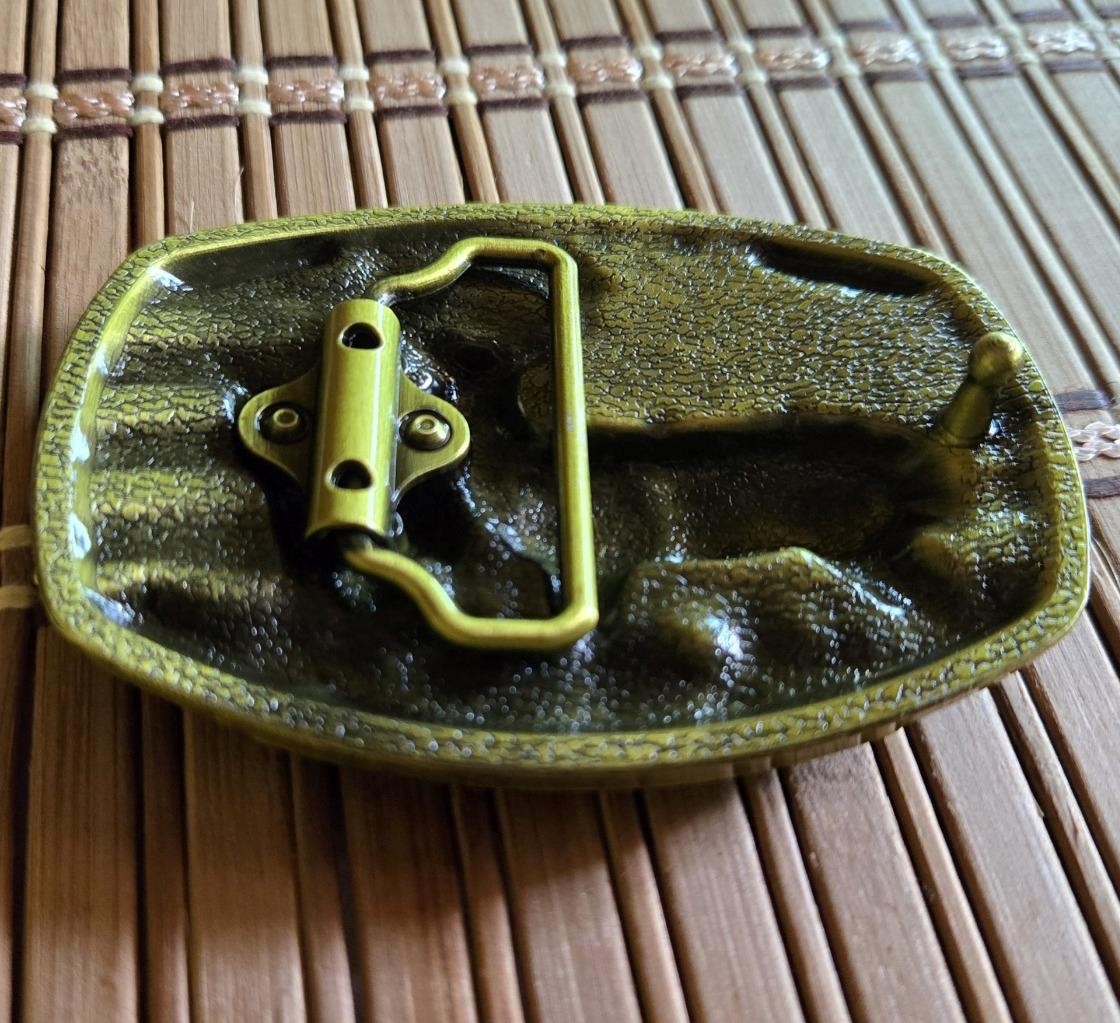 3-D ANIMAL DEER FAWN STAR AMERICAN FLAG GOLD RODEO COWBOY WESTERN BELT BUCKLE