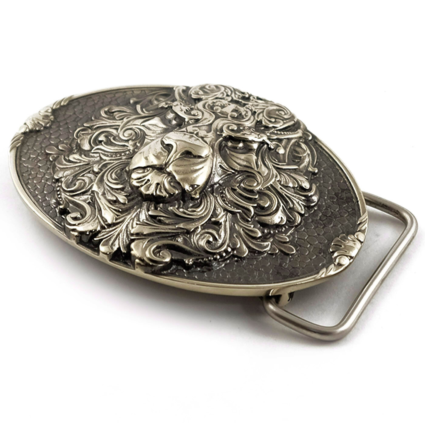 King Lion German silver belt buckle, Animal head, handmade lion belt buckle