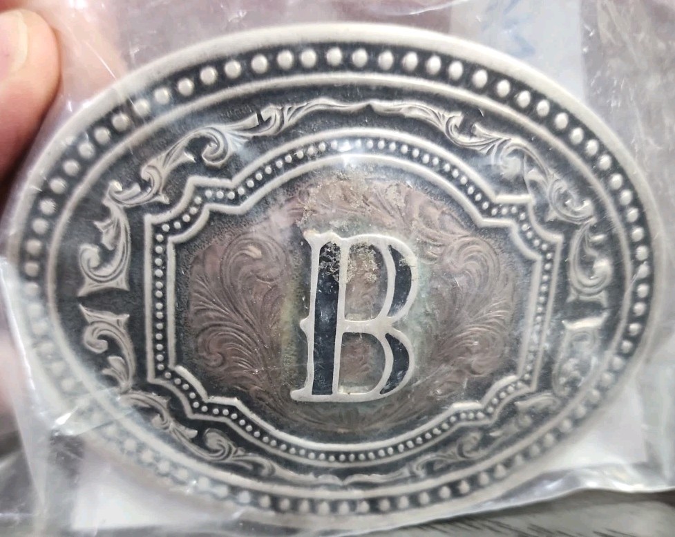 New! Montana Silversmiths Letter B BELT BUCKLE Copper And Silver