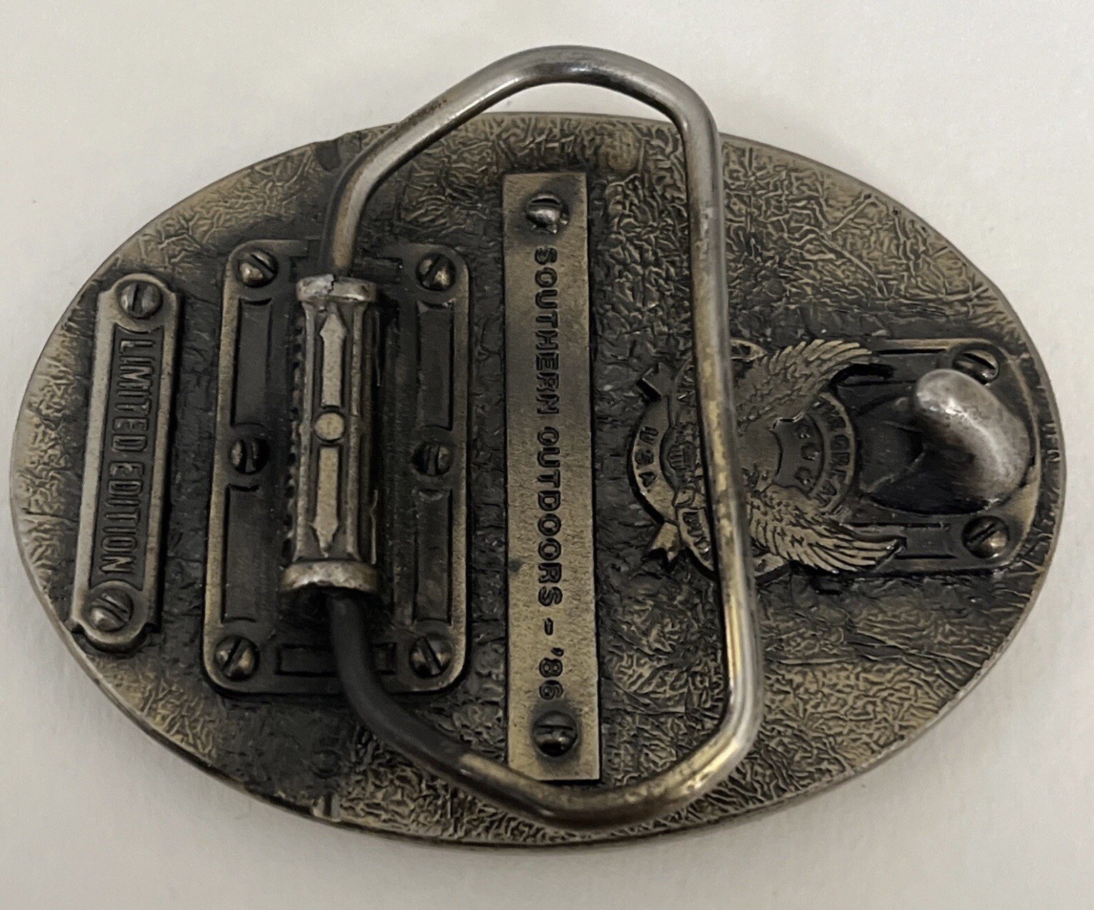 1980s vintage SOUTHERN OUTDOORS belt buckle SOLD BRASS made in USA western