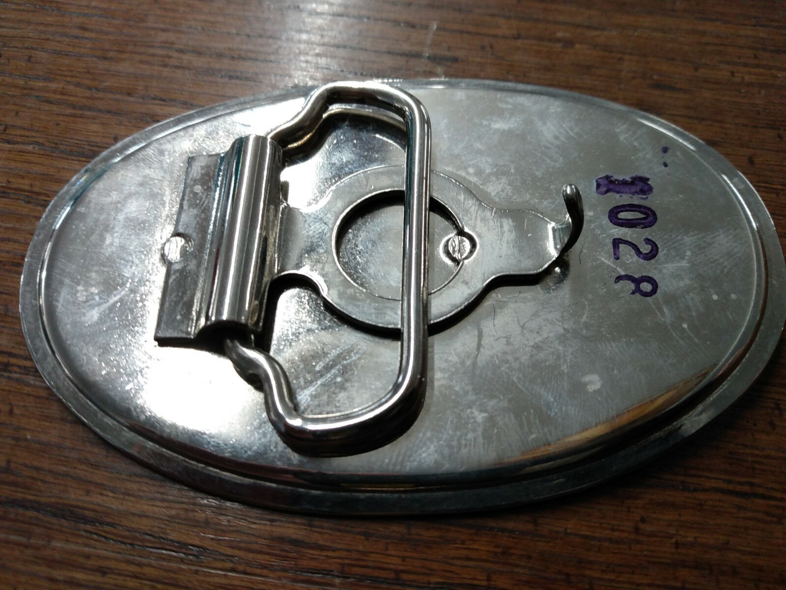 Western Style Silver Plated Belt Buckle- Horse & Rider (Stamped 1028) « LB »