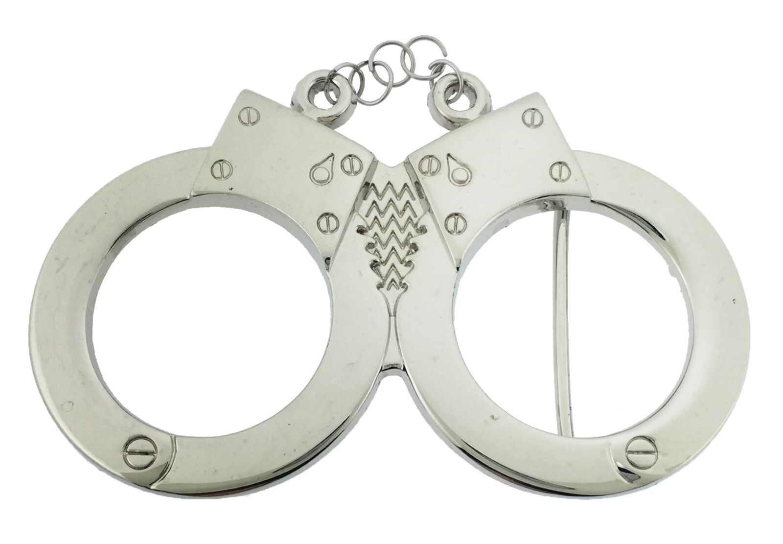 Handcuffs Belt Buckle Hand Cuff Peace Officer Police New Men Silver Chrome Metal