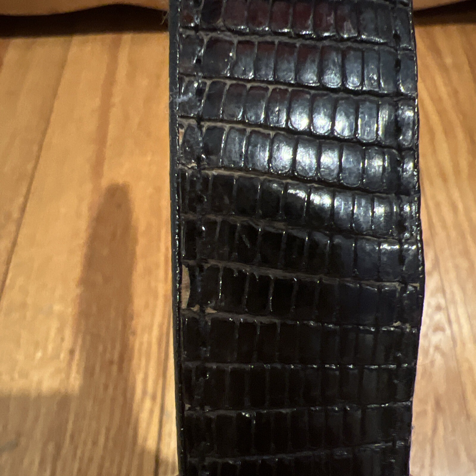 L.F.B. Black Lizard Skin Belt Self Locking Buckle Vintage 42”