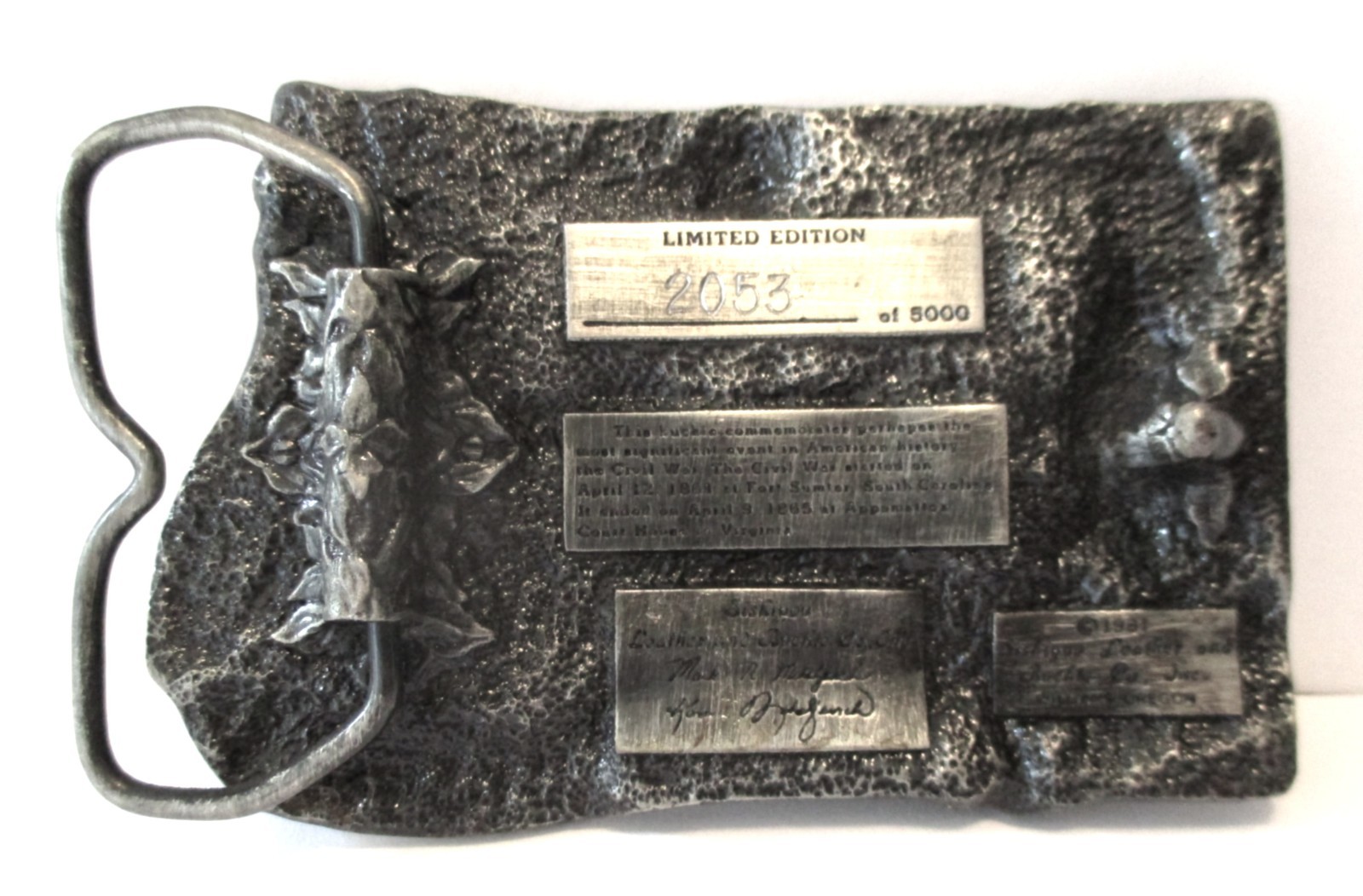 1982 American Historical Commemorative Belt Buckle Civil War Soldiers Limited Ed