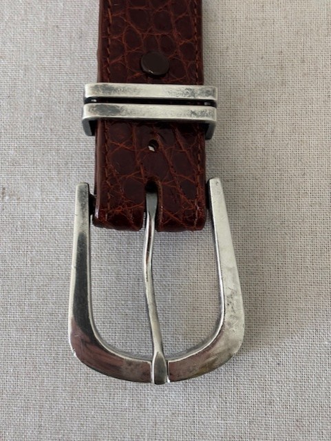 Vintage Pat Areias Sterling Silver Buckle and American Alligator Belt Size 29