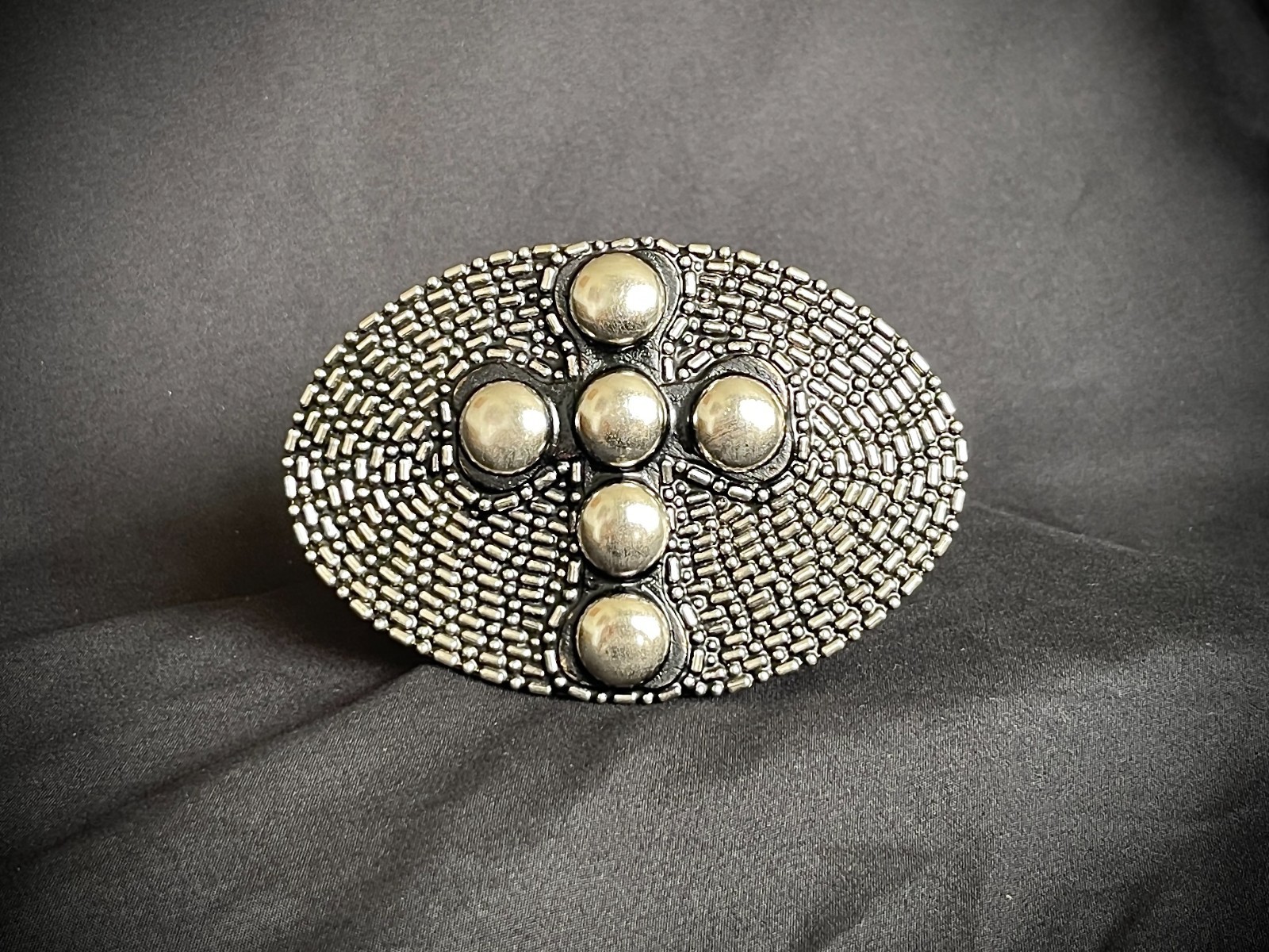 Cross Belt Buckle Darren McNeese Archive 4.5” x 3” Handmade Textured Metal