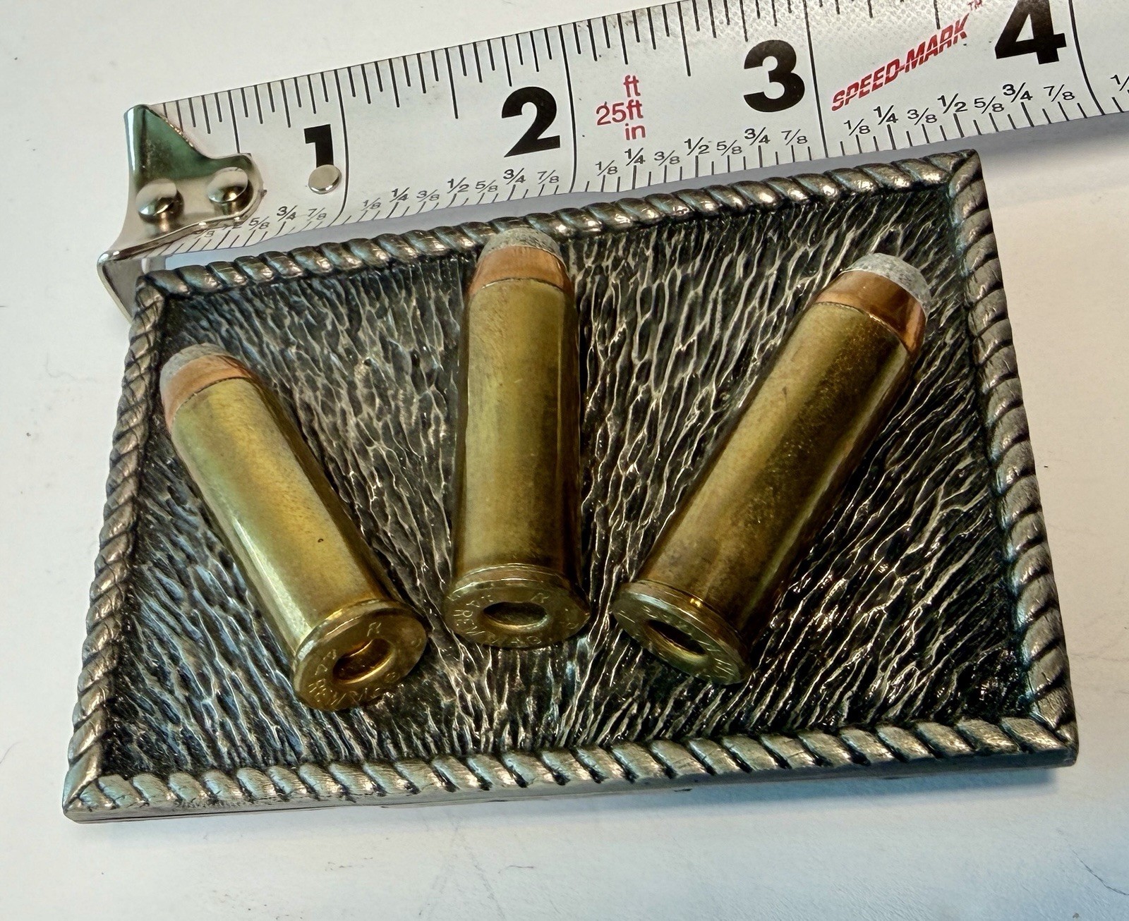 Vintage 1980 Bergamot Brass Works Bullets Belt Buckle Win Man 3 Cartridge