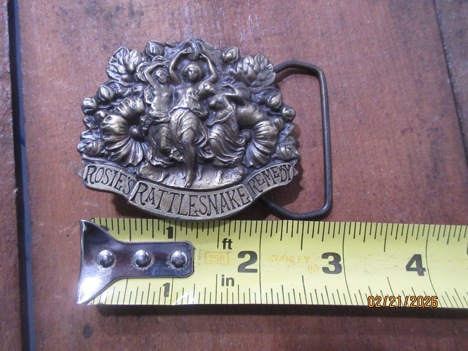 Vintage 1974 Rare Hard-to Find Rosie&rsquo;s Rattlesnake Remedy – Bergamot Belt Buckle