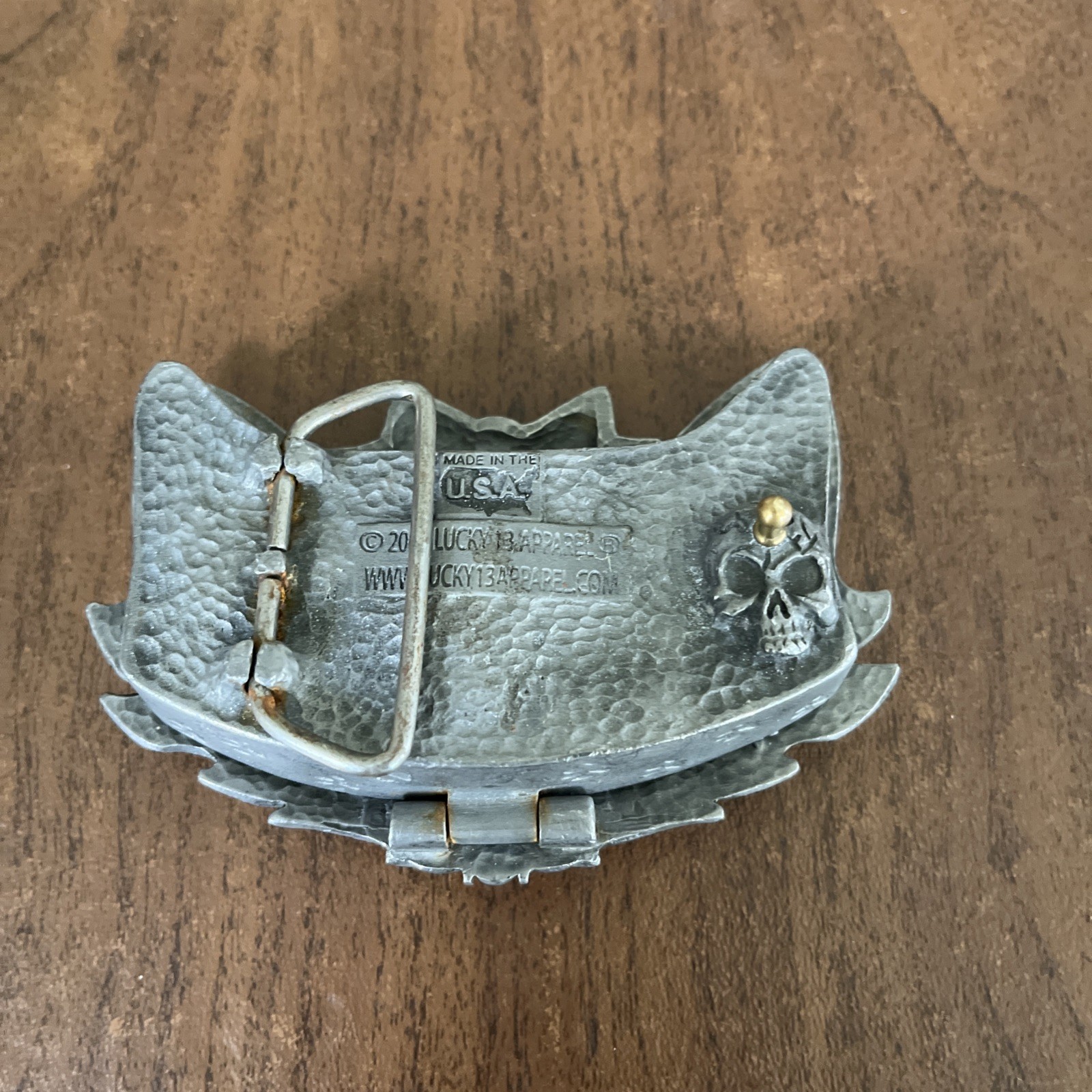 lucky 13 Apparel Y2K belt buckle cat Secret Compartment Rare!! Goth Emo