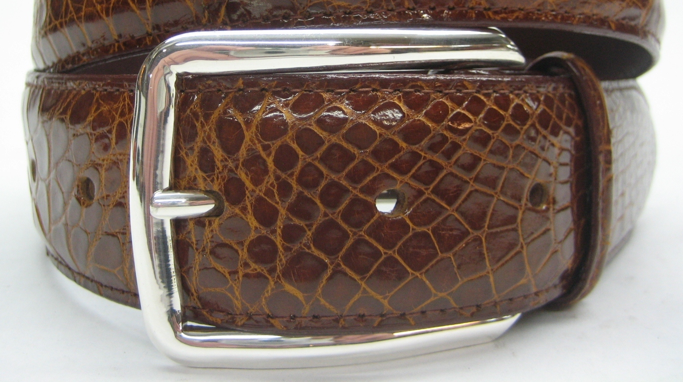 Sterling 925 buckle 1.5&Prime; Genuine Alligator belt sizes 32 to 44 SHANTPETER U.S.A.