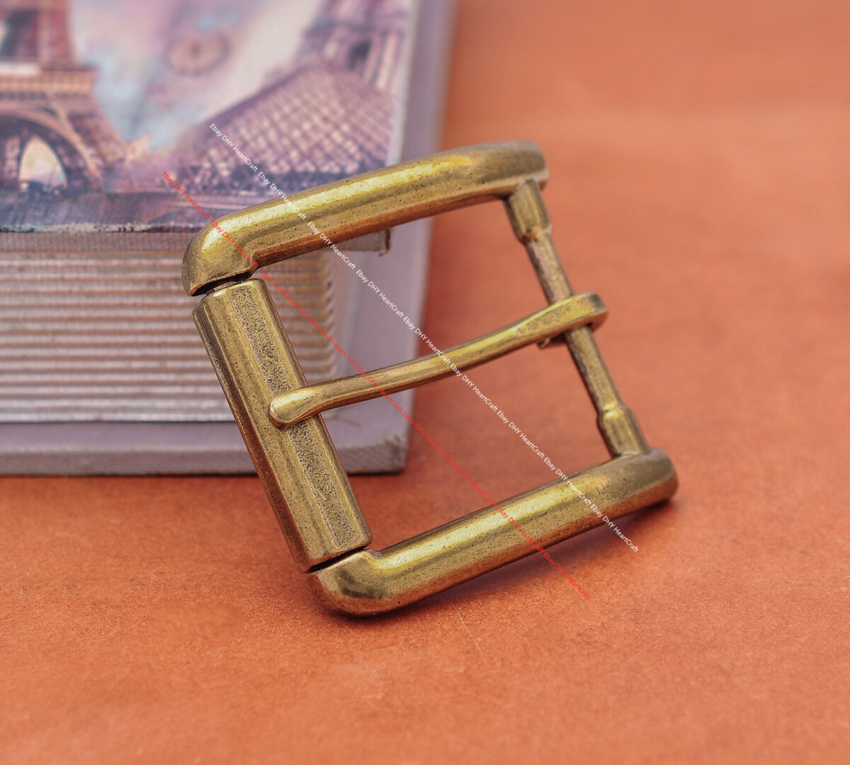 Men Brass Metal Heel Bar Roller End Bar Single Prong Pin Jeans Belt Buckle 40mm