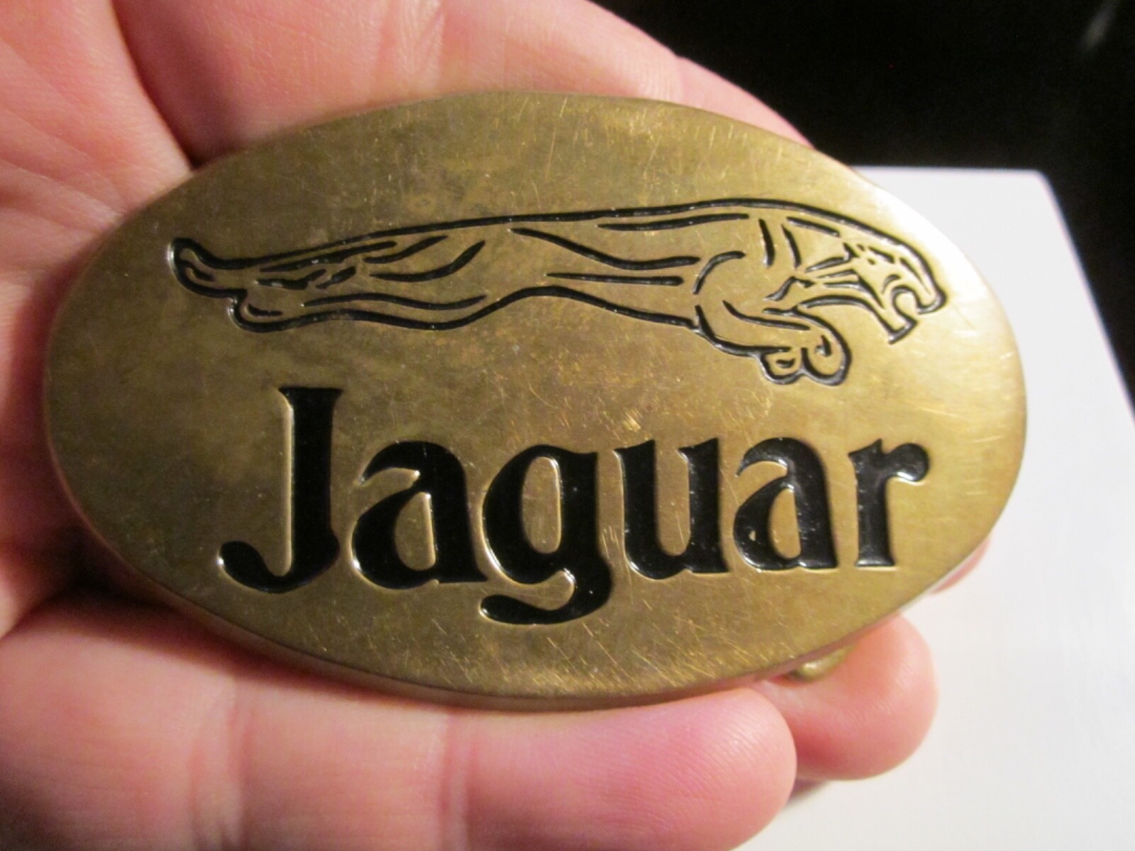 VINTAGE JAGUAR AUTOMOTIVE BELT BUCKLE SOLID BRASS MADE BY BARON BUCKLES – GW-13