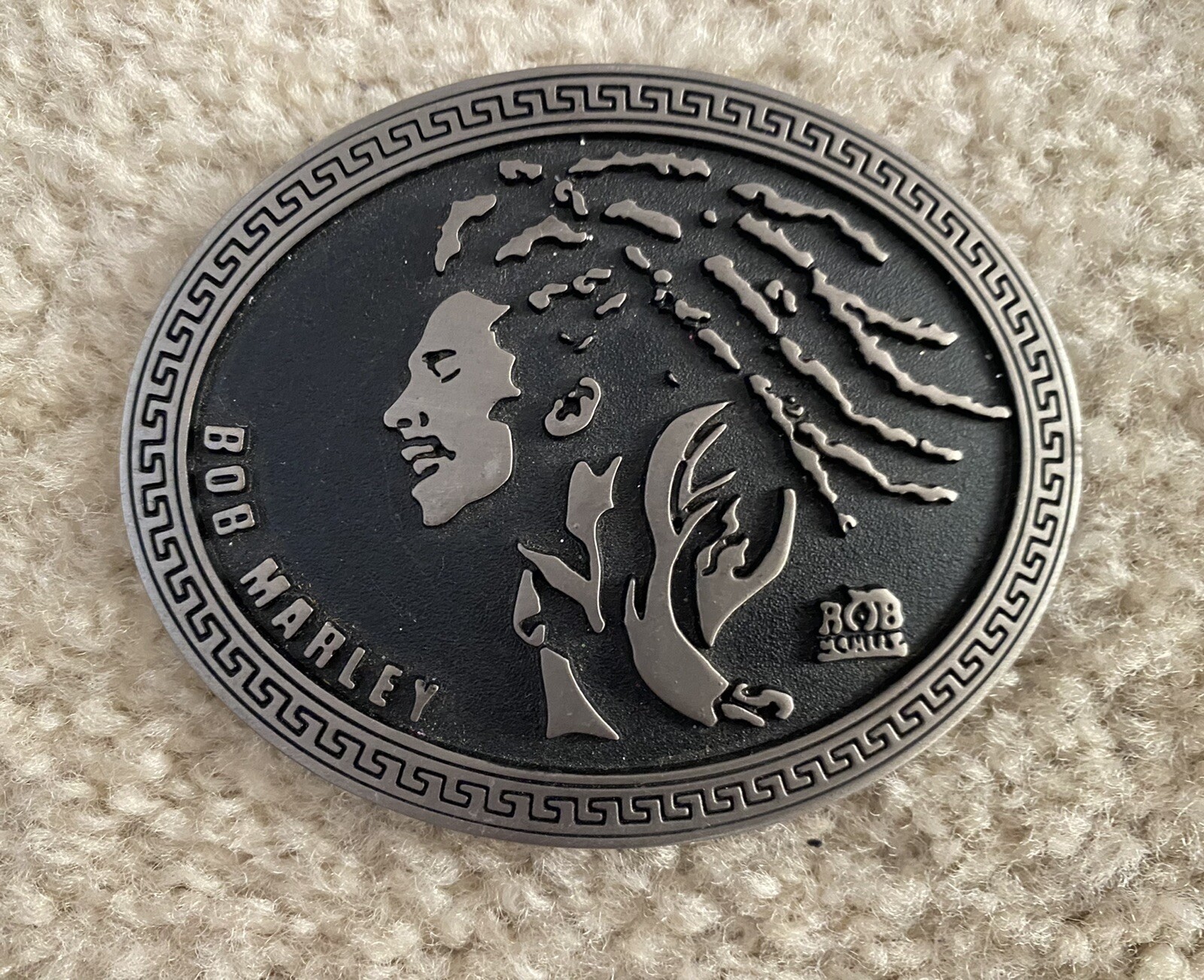 Vintage Bob Marley Metal Oval Belt Buckle
