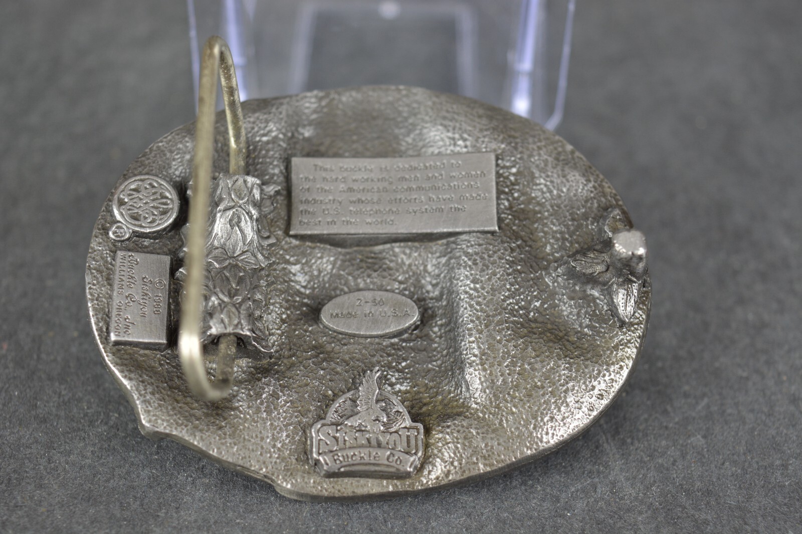 MINT Communications & Telephone 1988 Siskiyou Belt Buckle Z-50 Pewter w/ Pouch