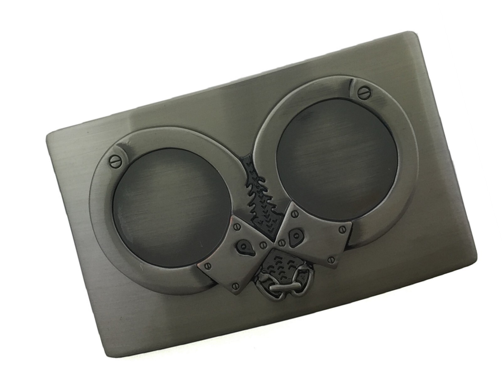 Handcuffs Belt Buckle Hand Cuff Peace Officer Police New Men Antiqued Gray Metal
