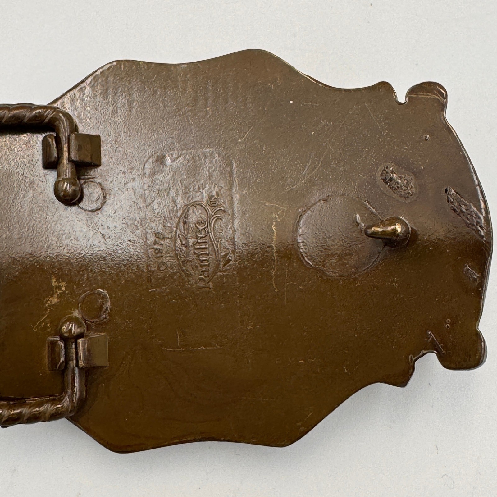 Vintage Eagle Rifle American Flag Belt Buckle Patriotic Western Bronze Tone 3D