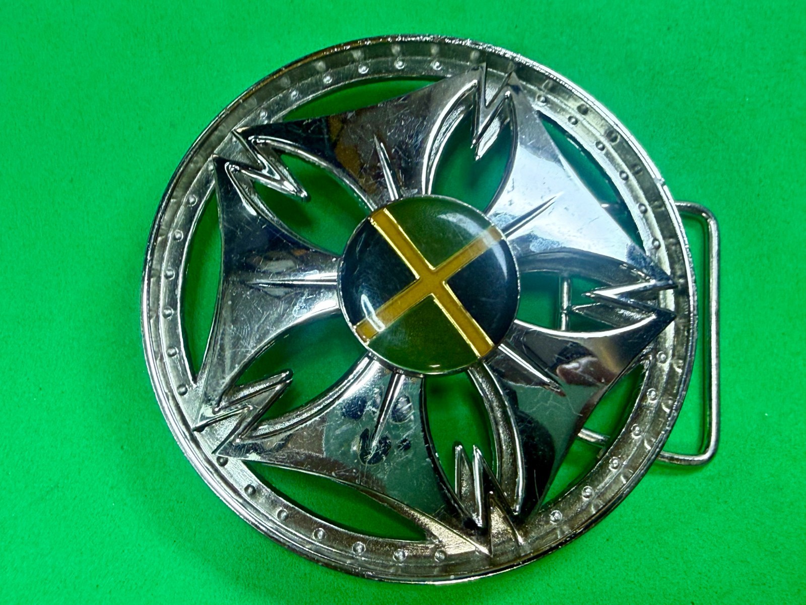 Jamaica Jamaican Flag Spinner Wheel Rim Round Moving NOS Belt Buckle