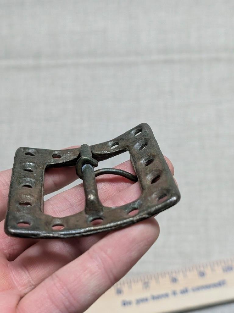 vintage 1970s belt buckle BRUTALIST handcrafted BRASS patina RUSTIC western