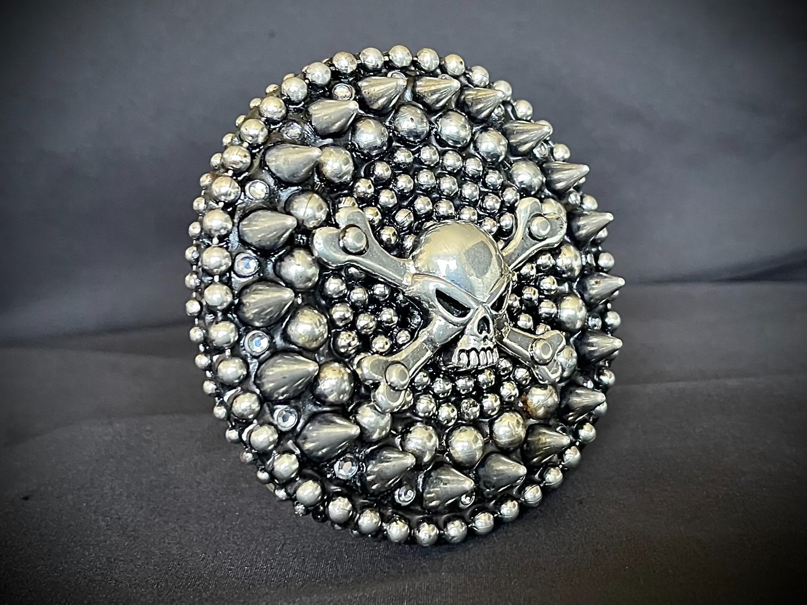 Skull & Crossbones Belt Buckle Gothic Biker Wearable Art OOAK Darren McNeese