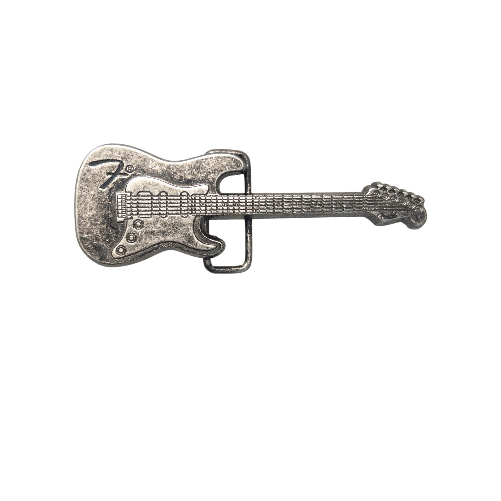 Fender Stratocaster Guitar Silver Toned Large Belt Buckle Western Rock Music