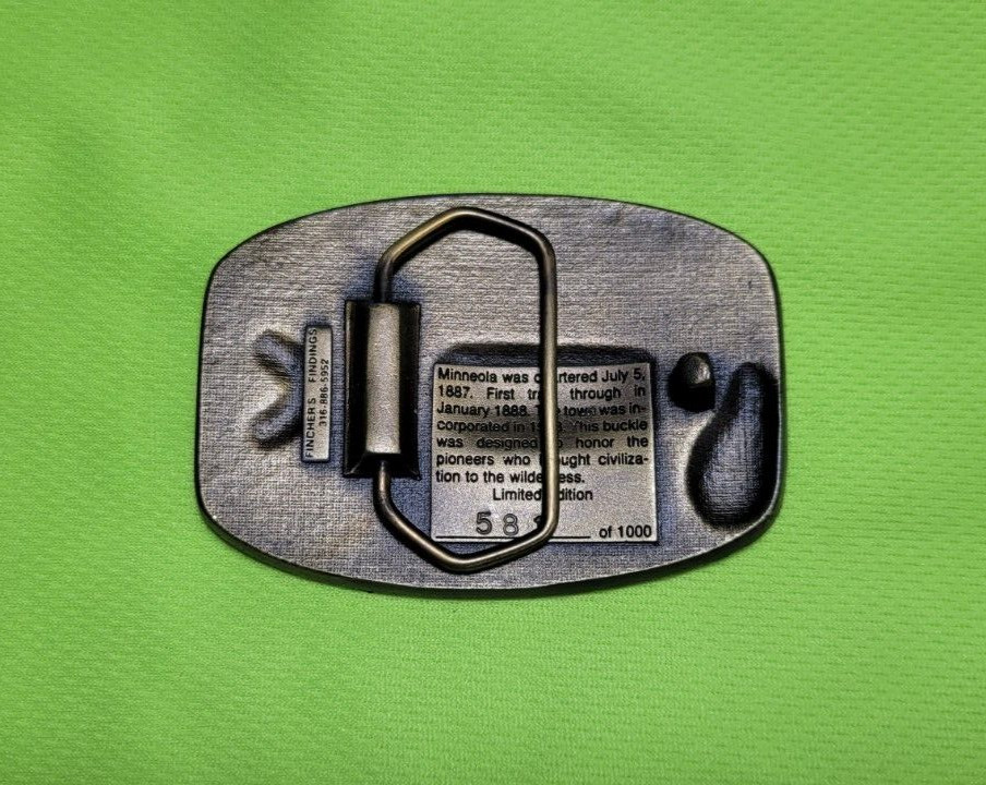 Minneola Kansas Centennial 1887-1987 Brass Belt Buckle Limited Edition