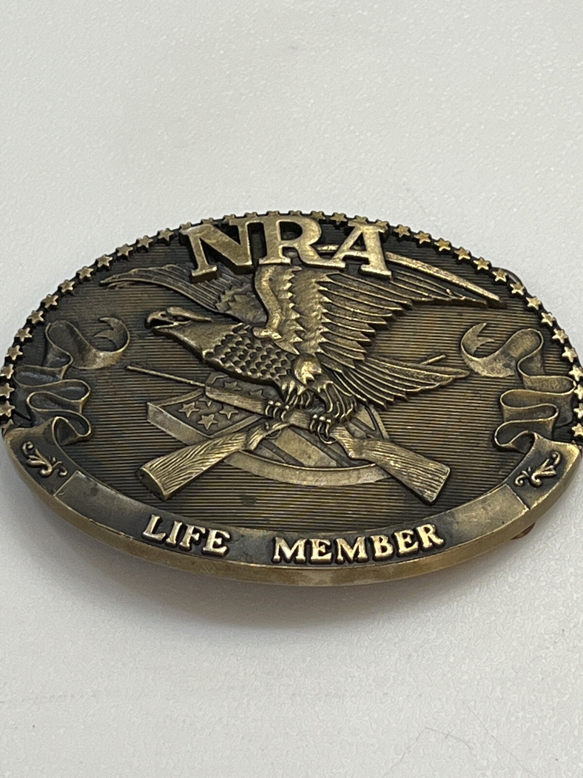 NRA LIFE MEMBER 1985 COLLECTOR&rsquo;S EDIT. SOLID BRASS BUCKLE ~ THE NORMAN FOUNDRY