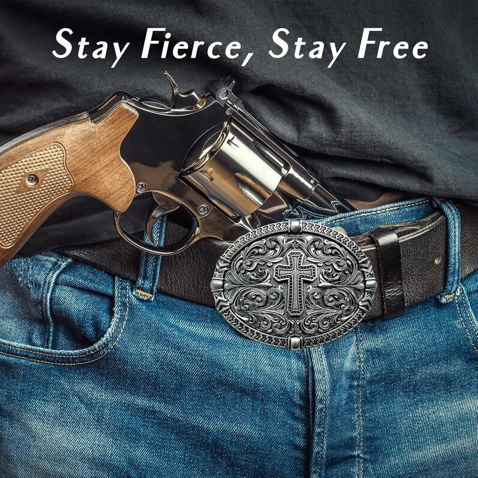 Religious Cross Western Belt Buckles for Men Cowboy Belt Buckle Cowgirl Faith Be