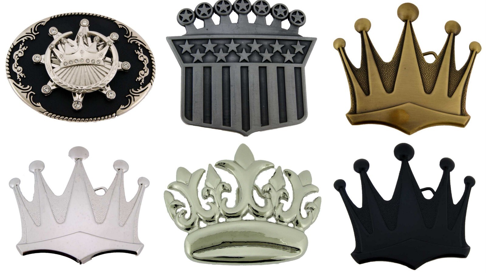 Crown Belt Buckle Mens Womens Wedding Royal Costume Silver Metal Fashion Western