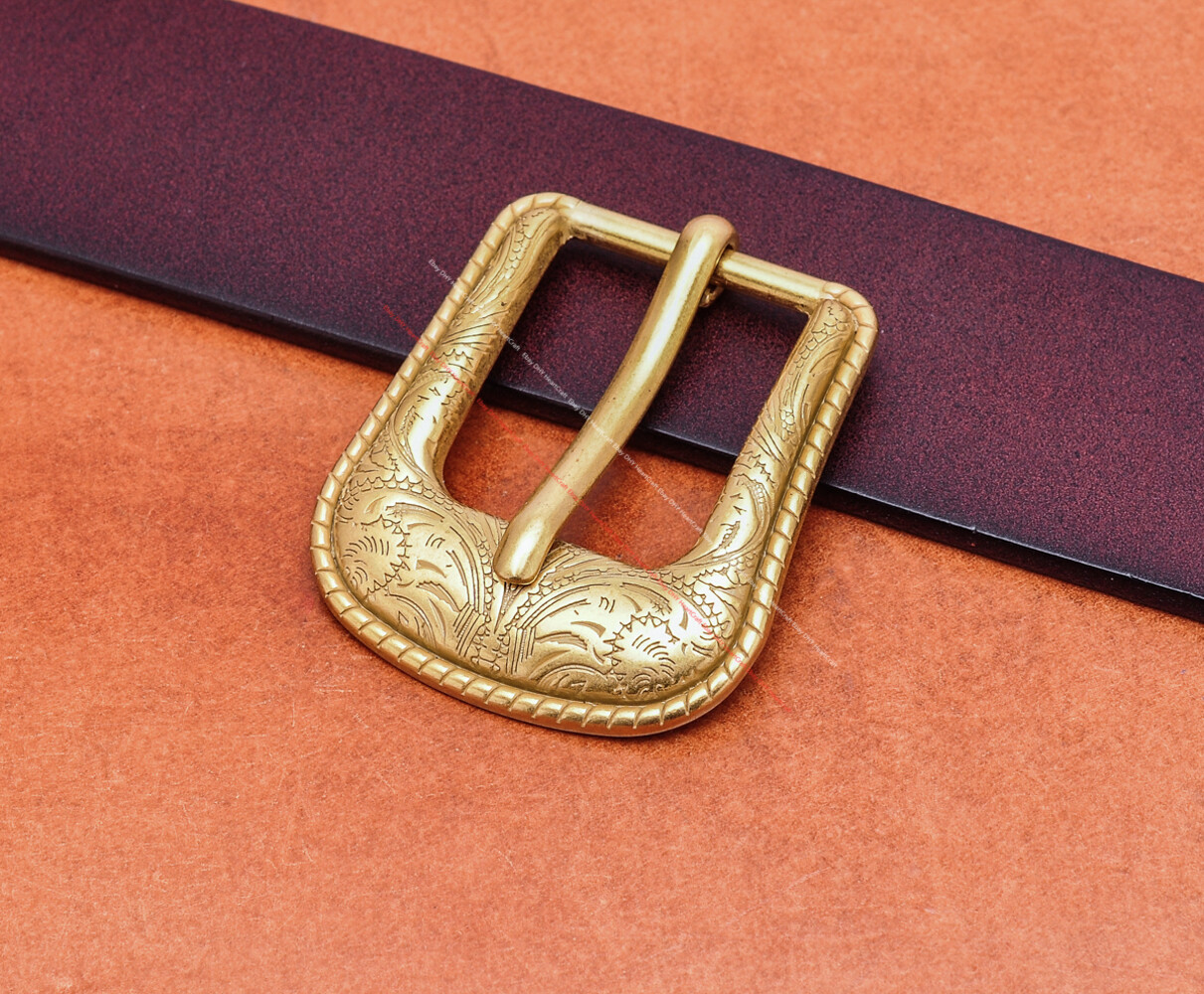 25MM Brass Plated Vintage Flower Leathercraft Belt Buckle Set Fit 1 Inch Strap