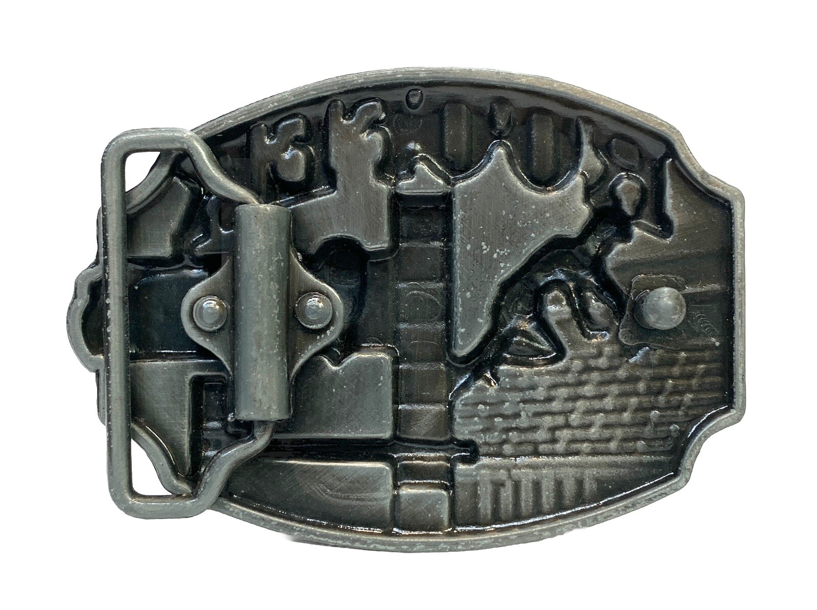 Roofer Construction Belt Buckle Pewter/Epoxy 3.5”x 2.25” Fit Belts Up To 1.75” f
