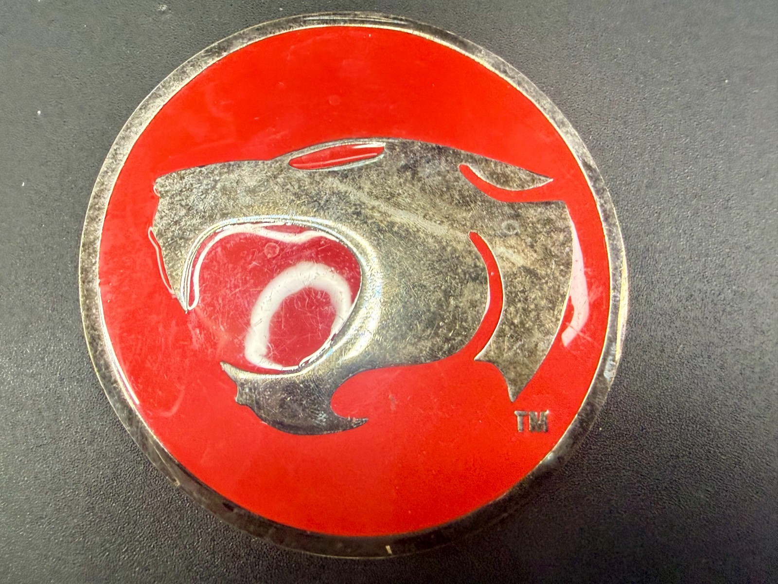 Thundercats Logo Red Silver Enamel Belt Buckle Warner Bros. Inc and Ted Wolf