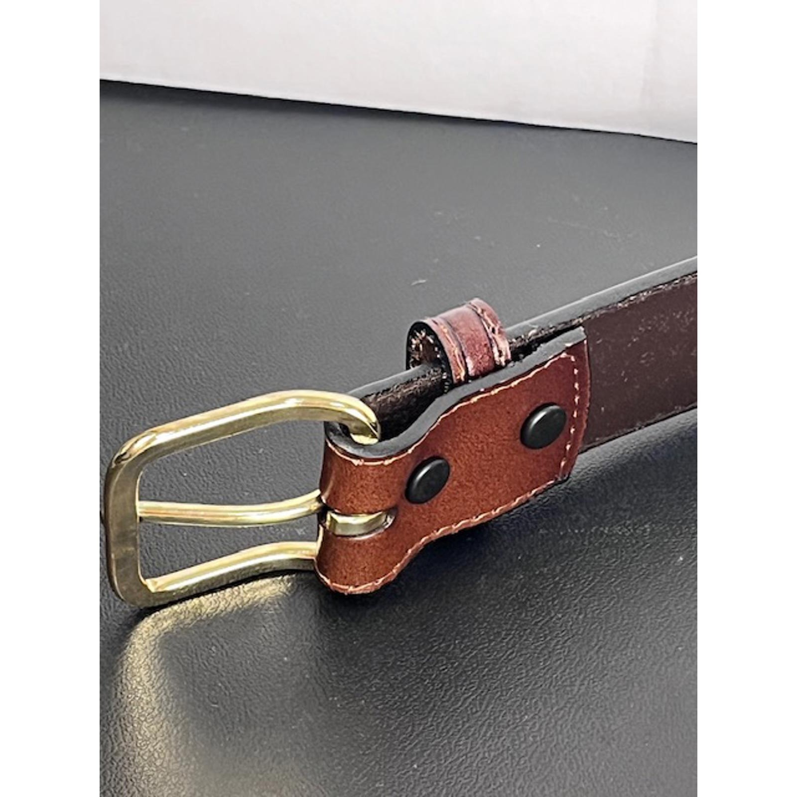 Schmidt Embossed Leather Belt with Brass Gold Buckle Men&rsquo;s Sz 50