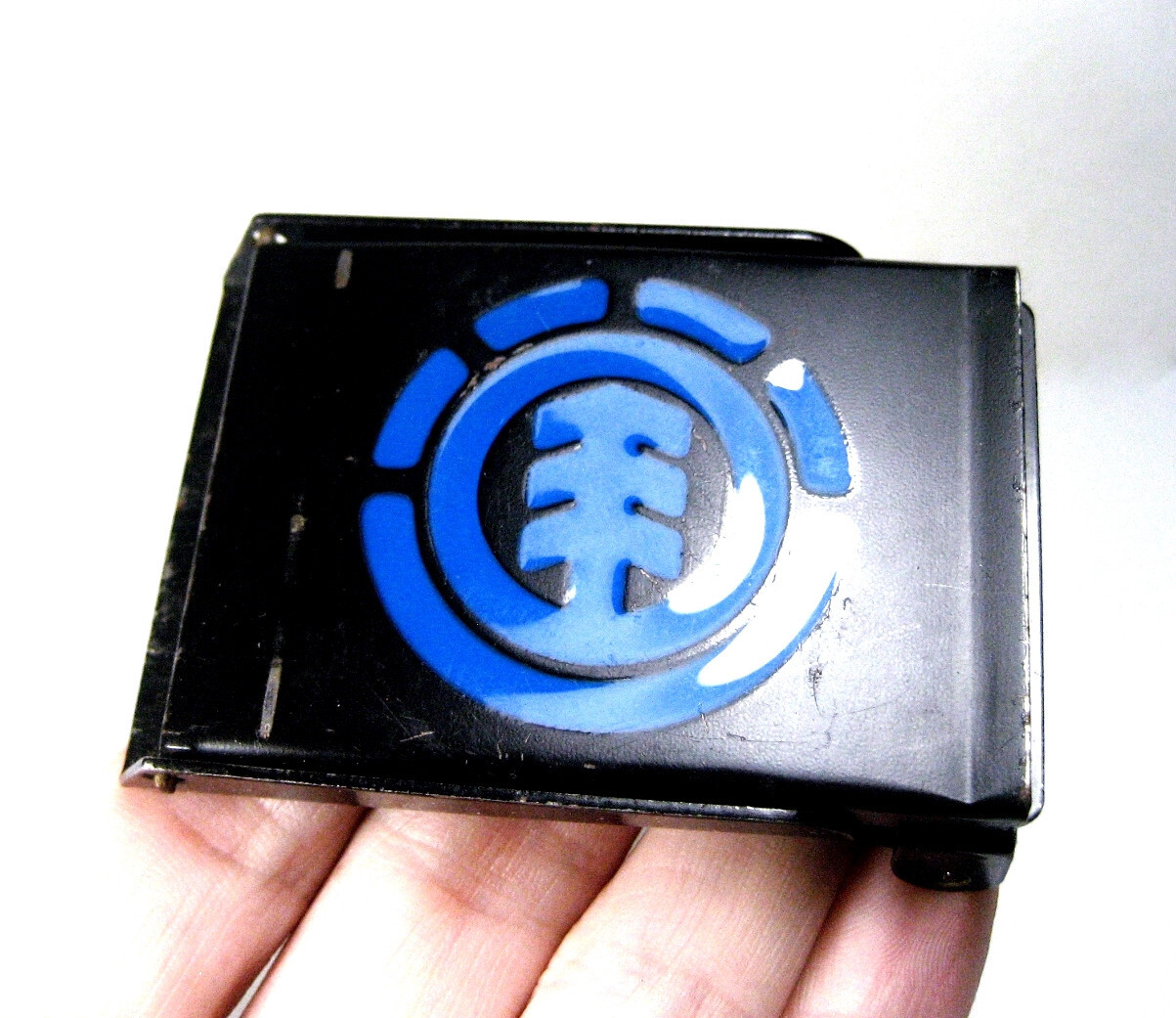 Element Skateboards Belt Buckle Black Painted Steel Blue Enamel Logo 2 5/8&Prime; NICE