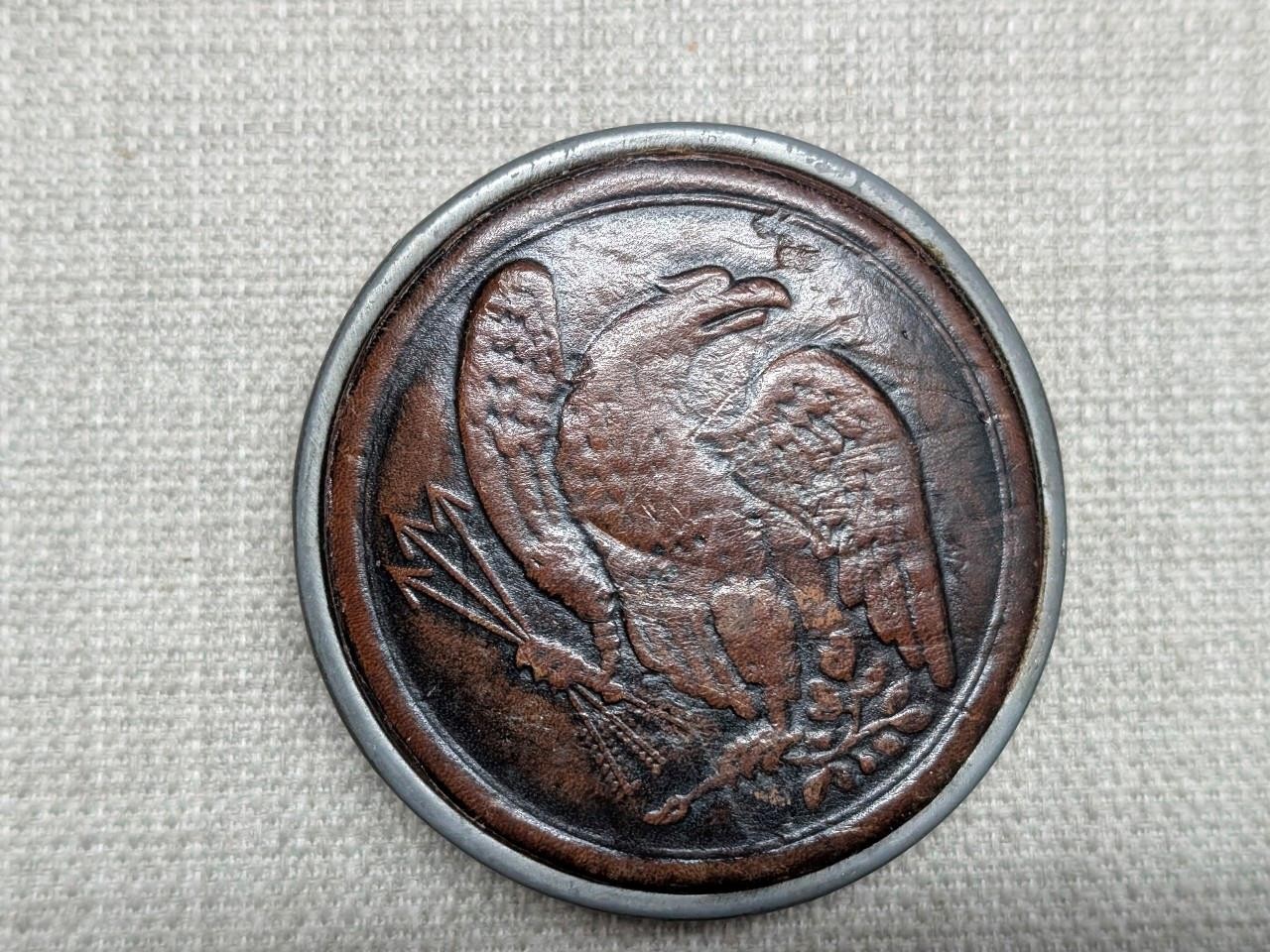 vintage AMERICA belt buckle EAGLE arrows TOOLED leather WESTERN cowboy USA
