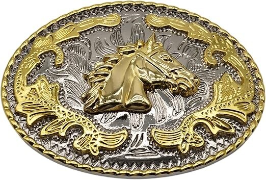 Horse Head Western Rodeo Gold Tone Design Fashion Cowboy Belt Buckle