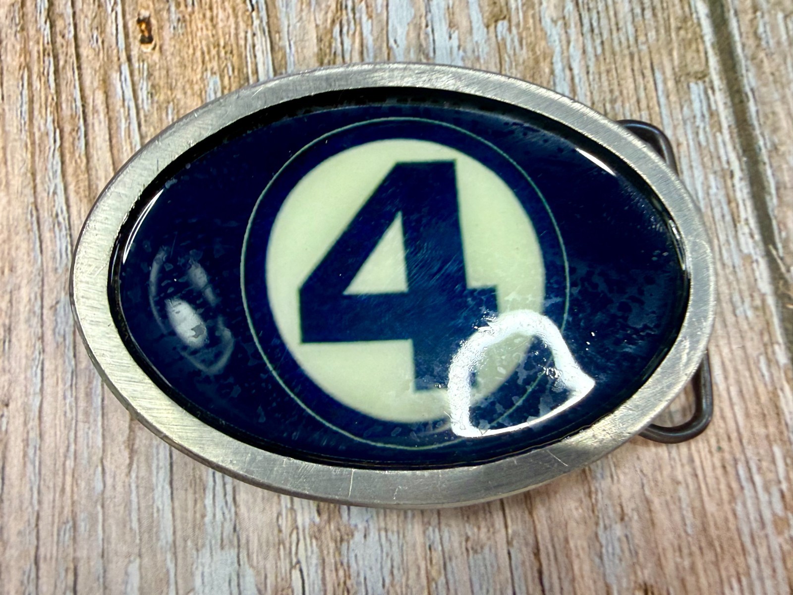 4 Ball Number Channel 4 News? Vintage Custom Enameled Belt Buckle